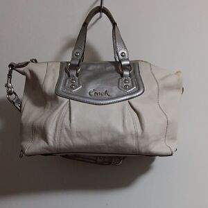 Coach Cream Satchel with Silver Hardware & Accents